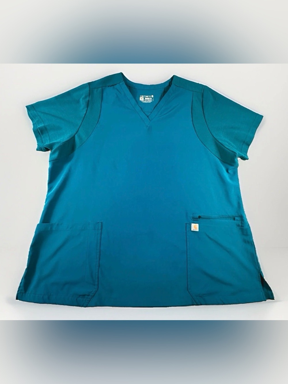 Carhartt Force Scrub Top Women's 2XL Teal Modern Fit V-Neck Uniform C13210